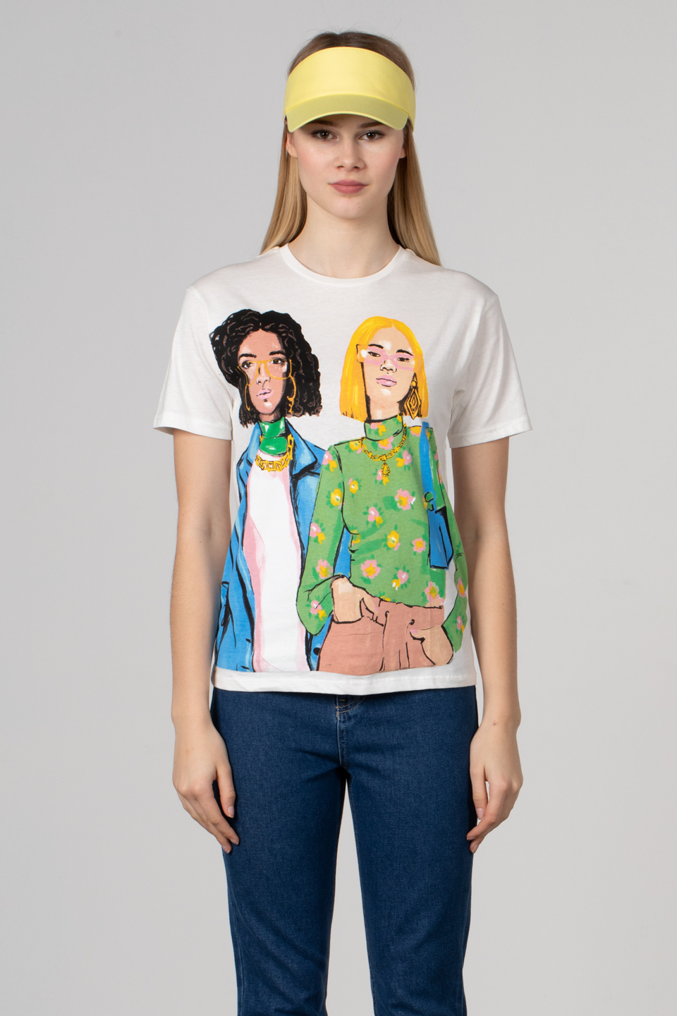 Kadın baskılı t-shirt-155 Ekru