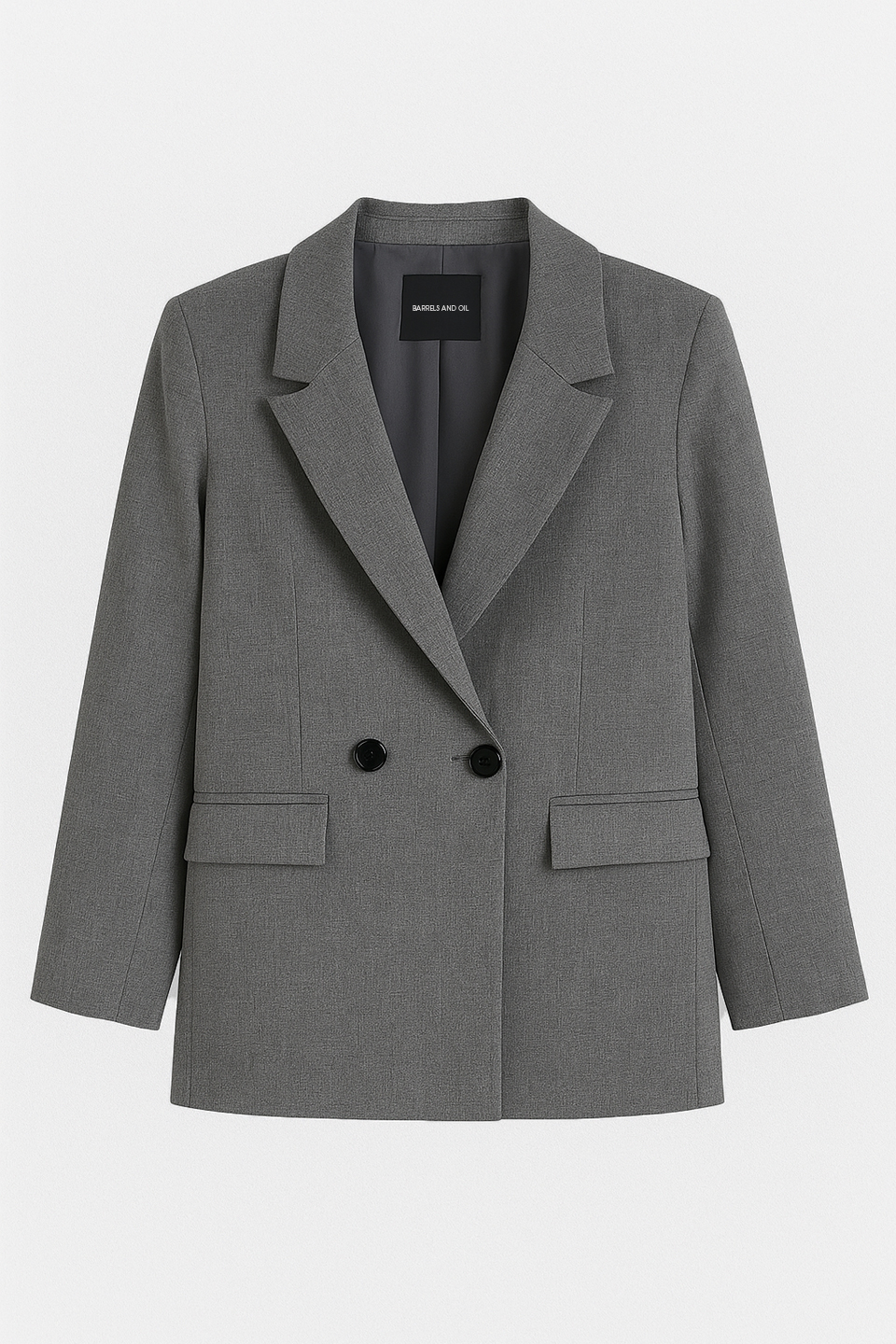 Kadın Çift Düğmeli Blazer Ceket - Okul Gri