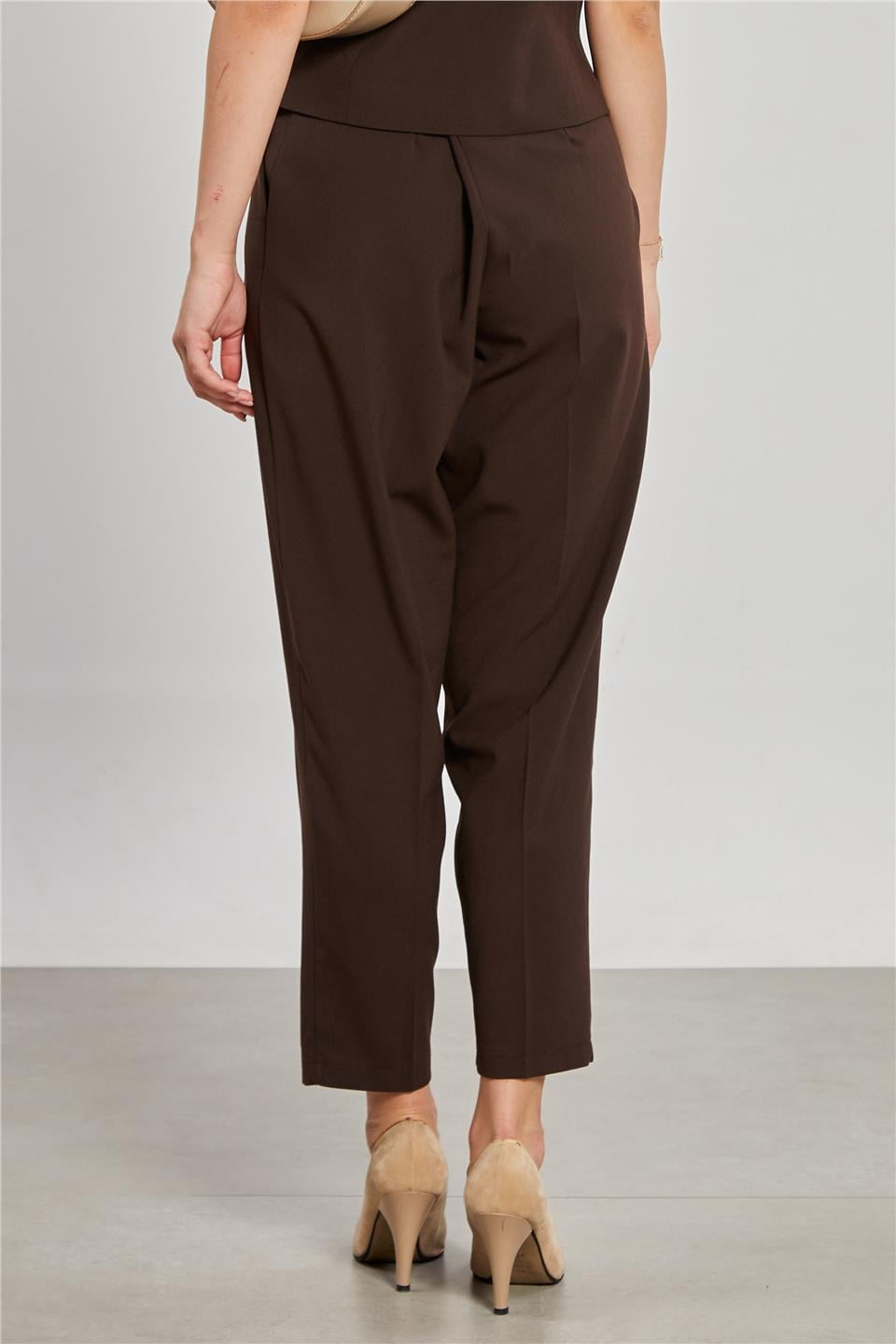 Kadın Havuç Kumaş Pantolon - Kahve