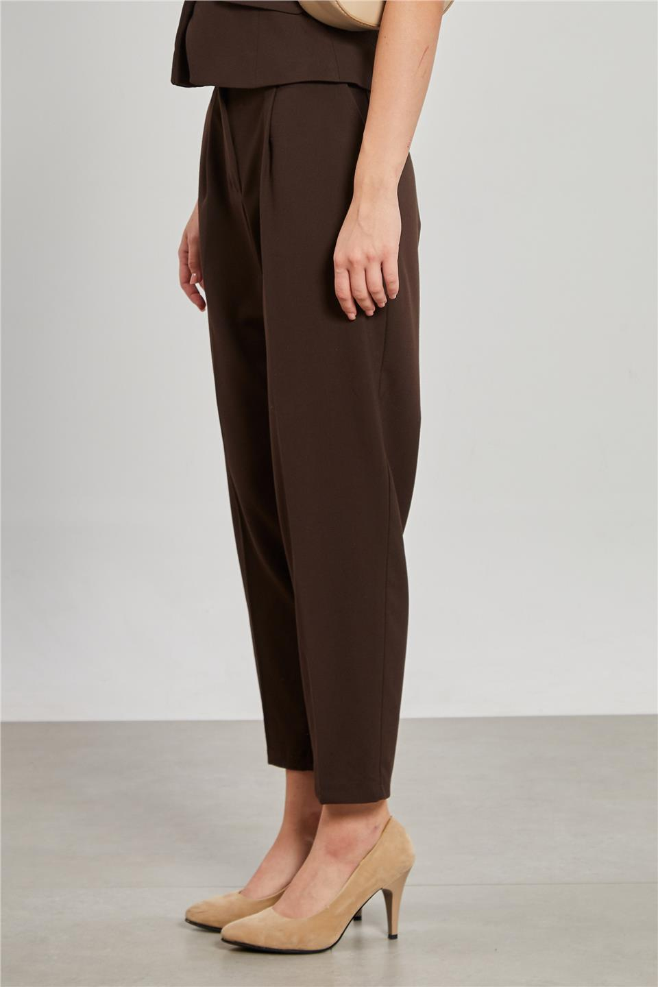 Kadın Havuç Kumaş Pantolon - Kahve