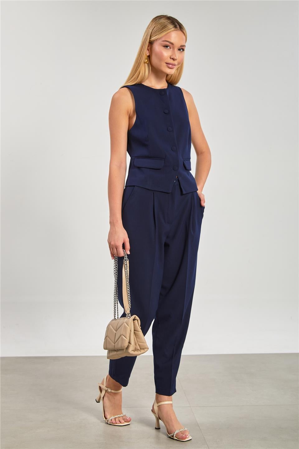 Kadın Havuç Kumaş Pantolon - Lacivert