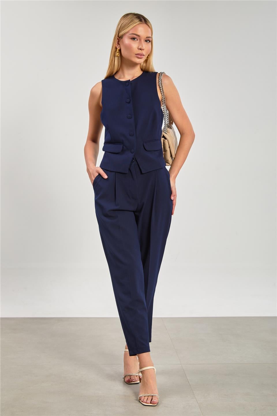 Kadın Havuç Kumaş Pantolon - Lacivert