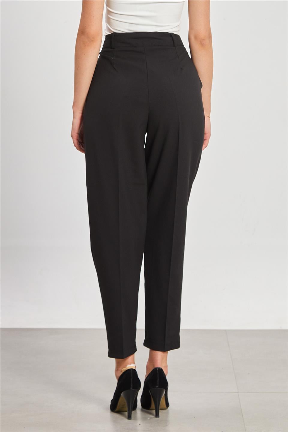 Kadın Havuç Kumaş Pantolon - Siyah