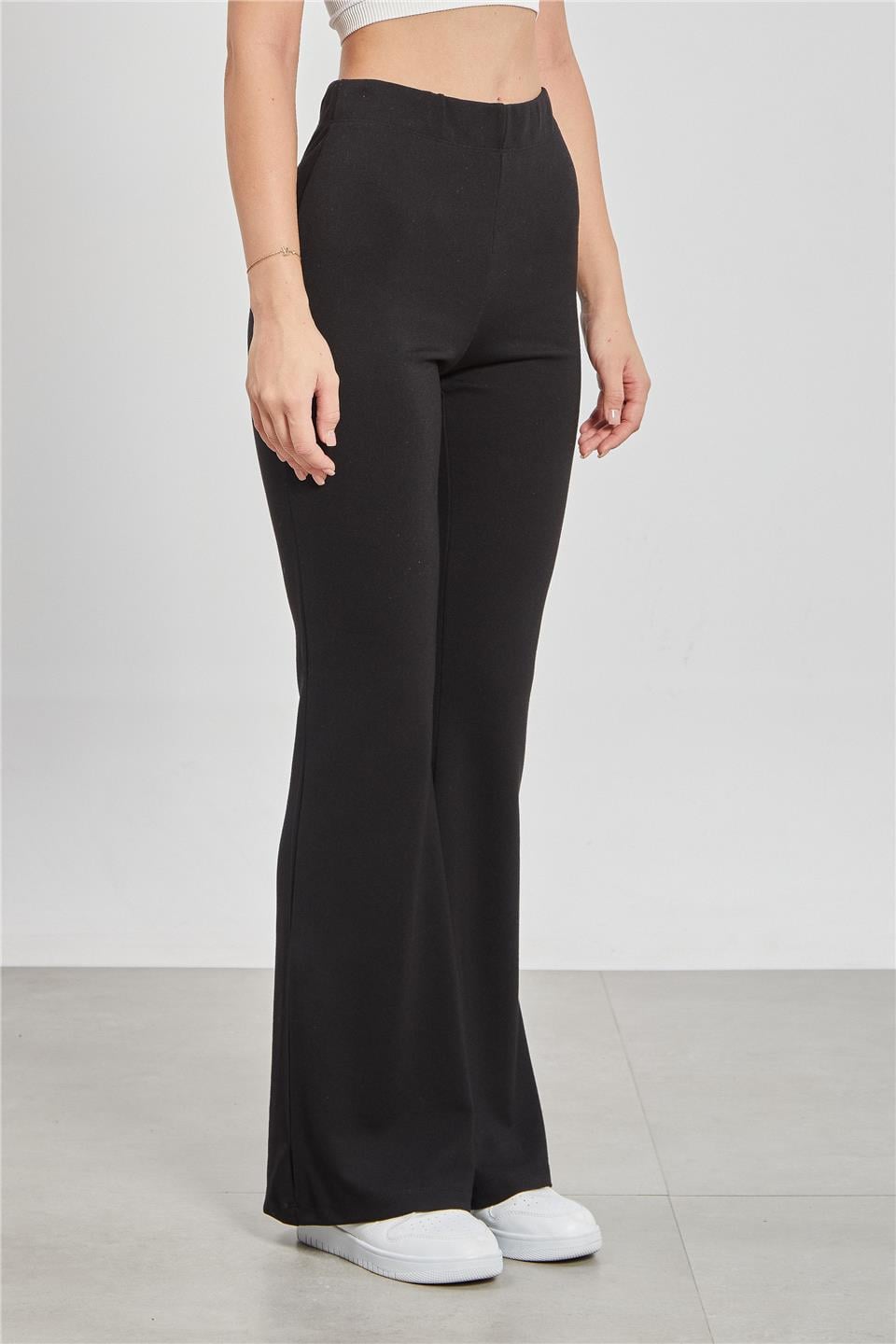 Kadın Yüksek Bel İspanyol Paça Tayt - Siyah