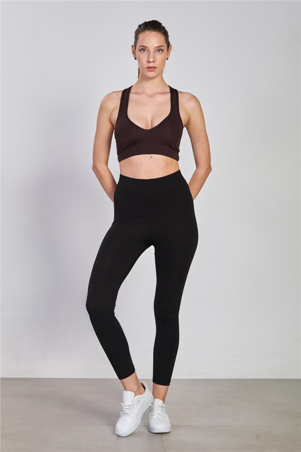 Kalın askılı arkası çapraz büstiyer-1012 Kahve