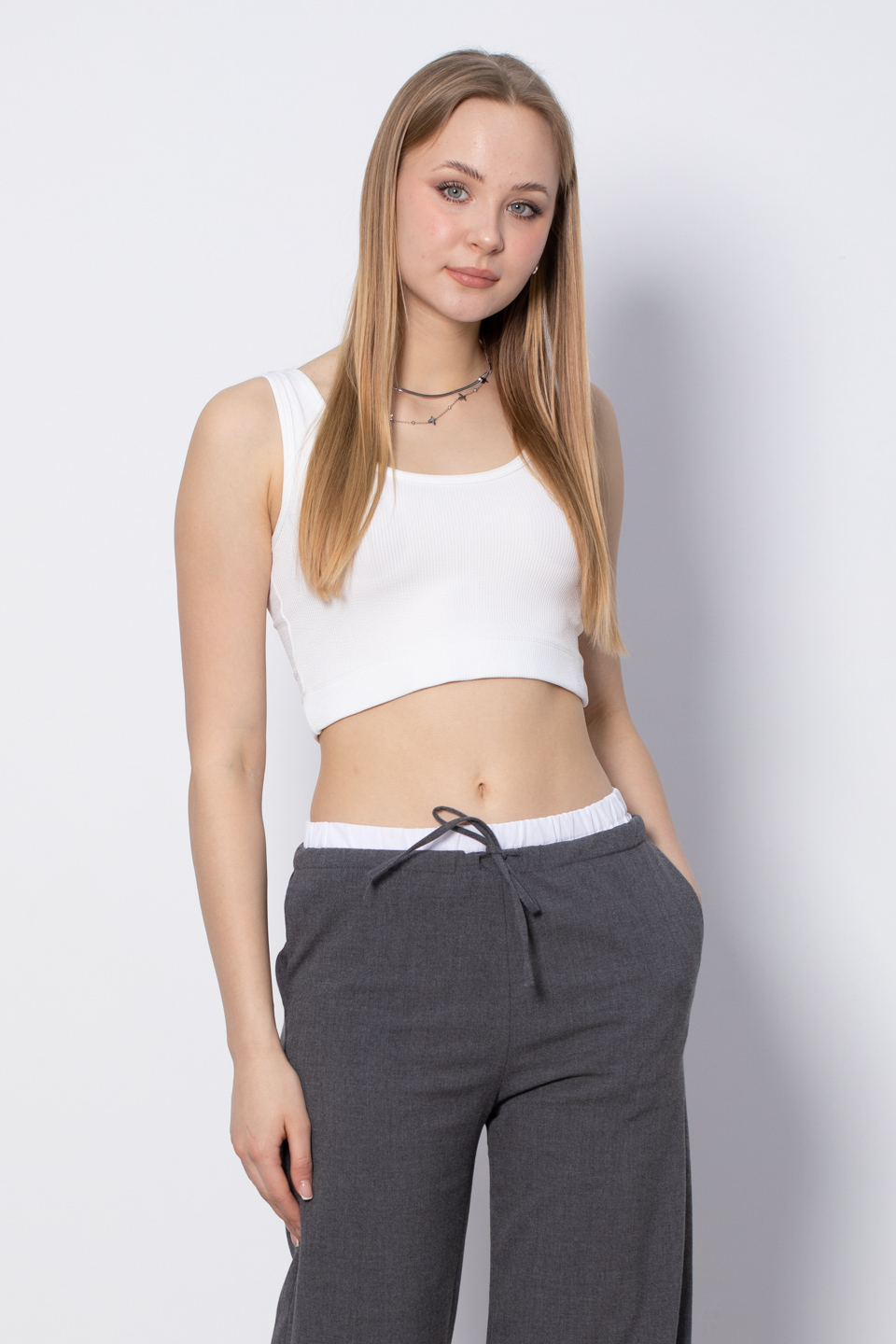 Kalın Askılı Crop Body - Beyaz