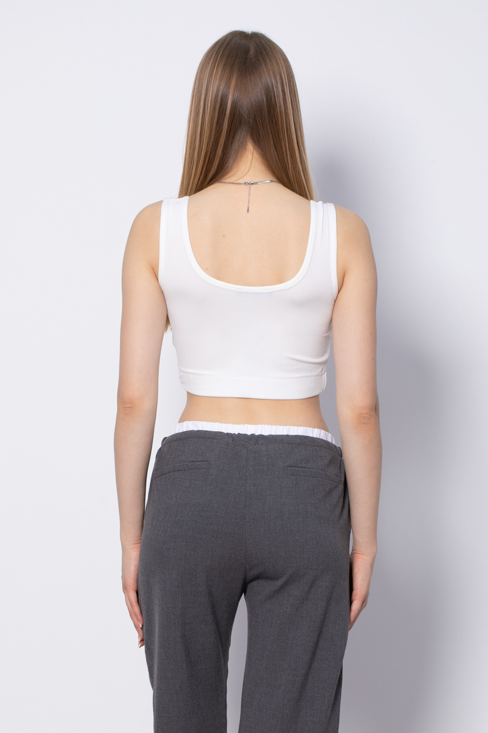 Kalın Askılı Crop Body - Beyaz