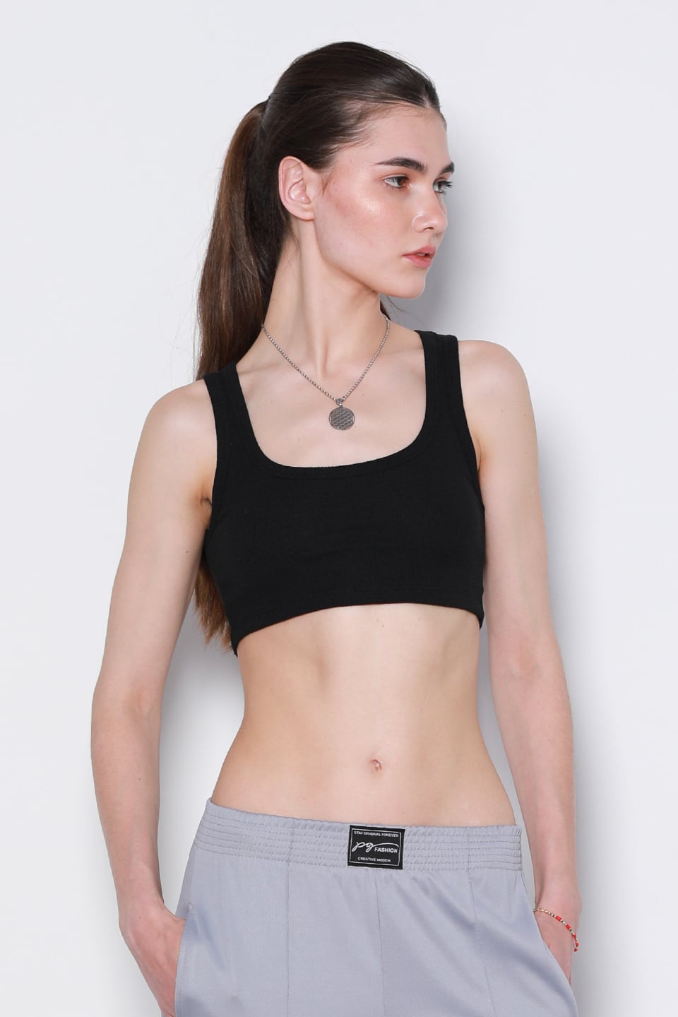 Kalın askılı crop body-DVN0709 Siyah