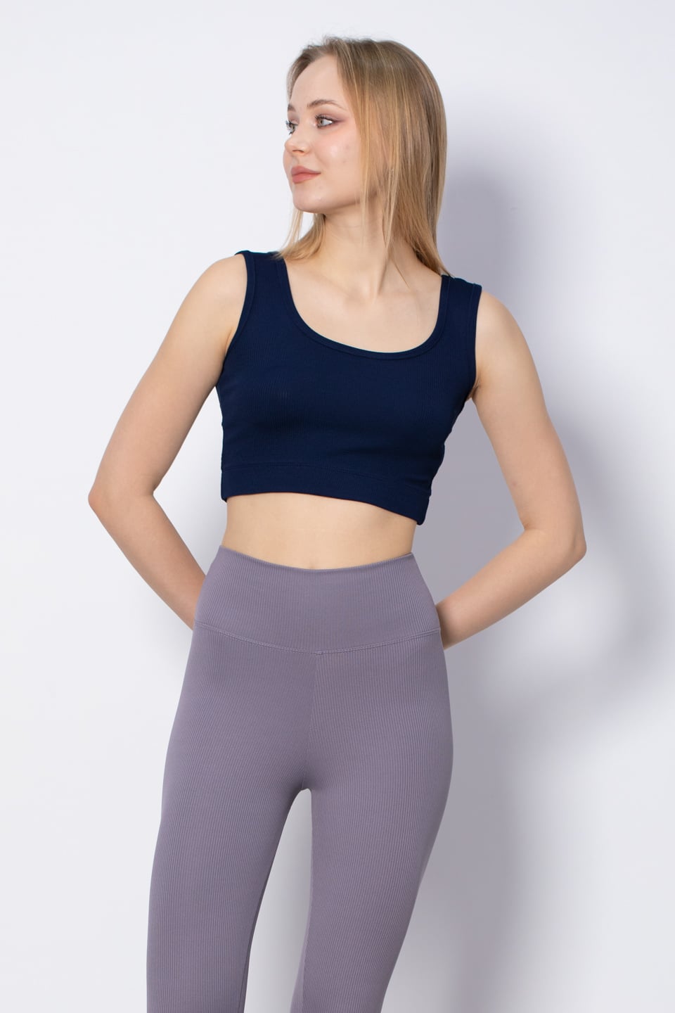 Kalın Askılı Crop Body - Lacivert