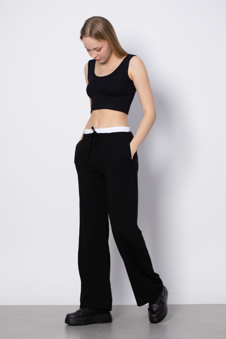 Kalın Askılı Crop Body - Siyah