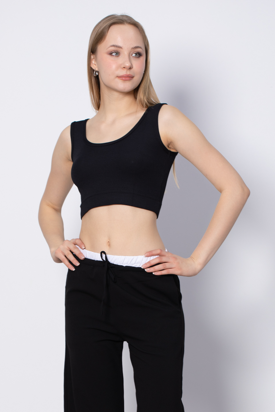 Kalın Askılı Crop Body - Siyah