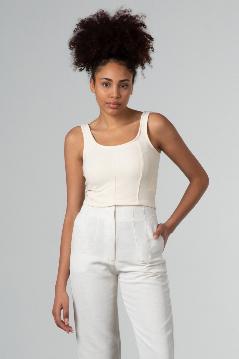 Kalın askılı geniş yaka body-S0012347 Taş