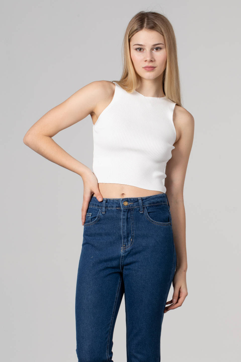 Kalın askılı kısa body-8951 Beyaz