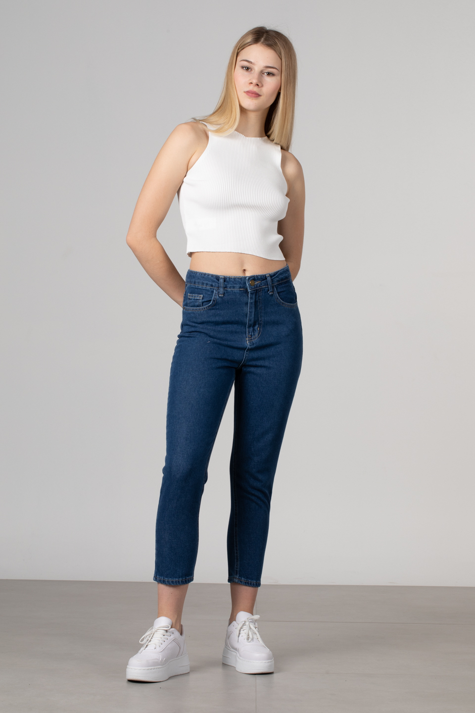 Kalın askılı kısa body-8951 Beyaz