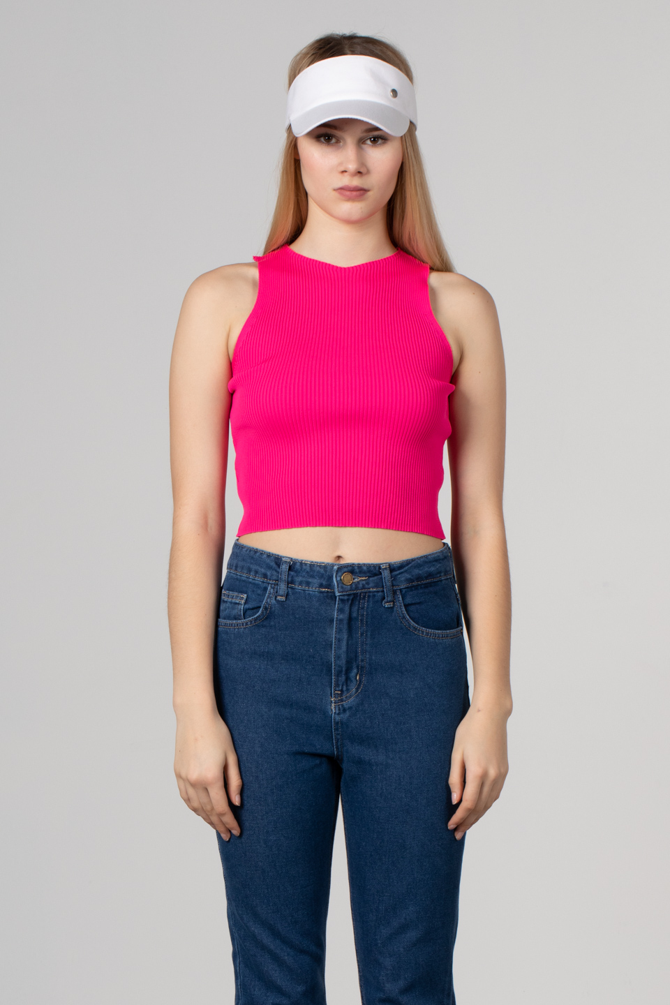 Kalın askılı kısa body-8951 Fuşya
