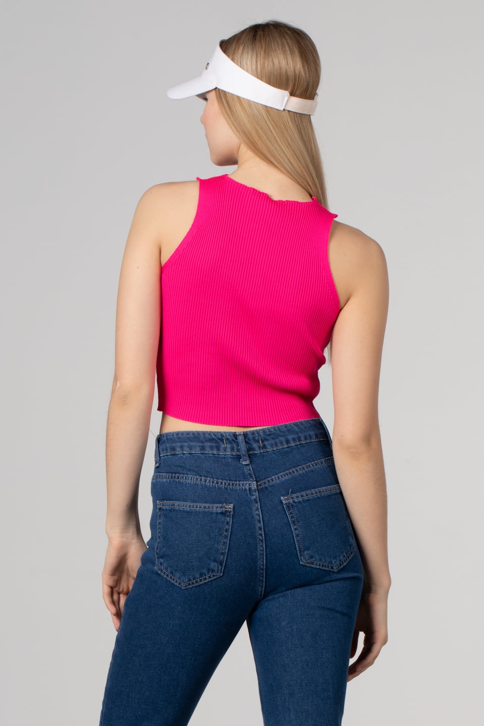 Kalın askılı kısa body-8951 Fuşya