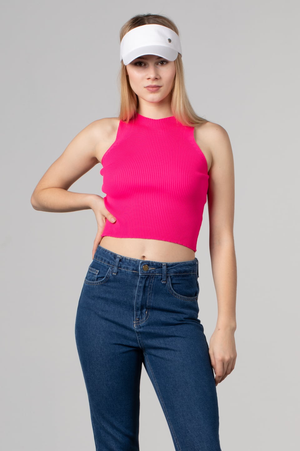 Kalın askılı kısa body-8951 Fuşya