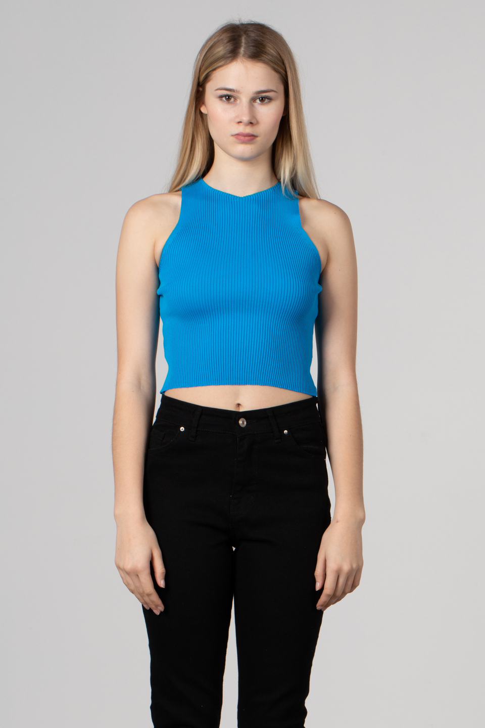 Kalın askılı kısa body-8951 Mavi
