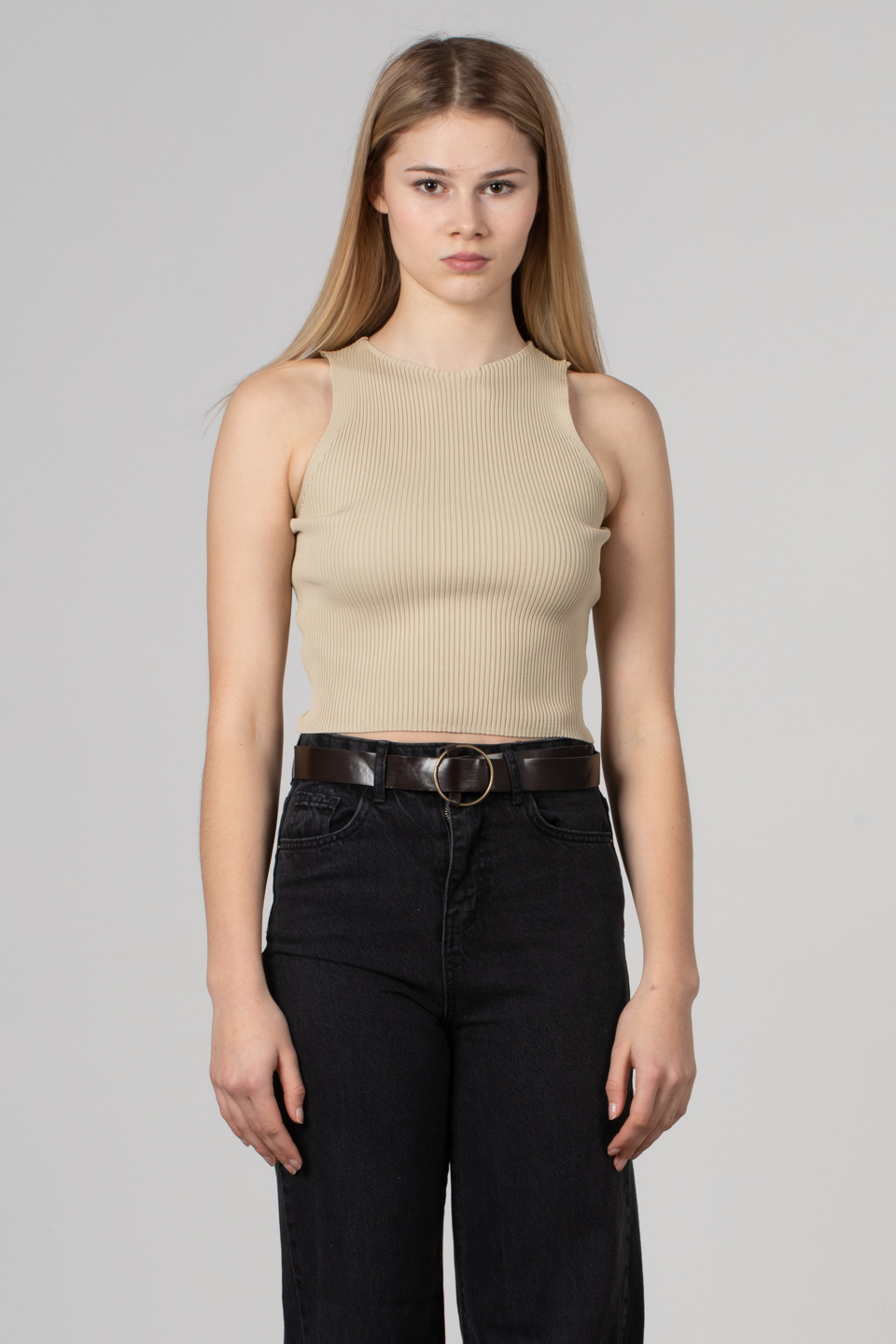 Kalın askılı kısa body-8951 Taş