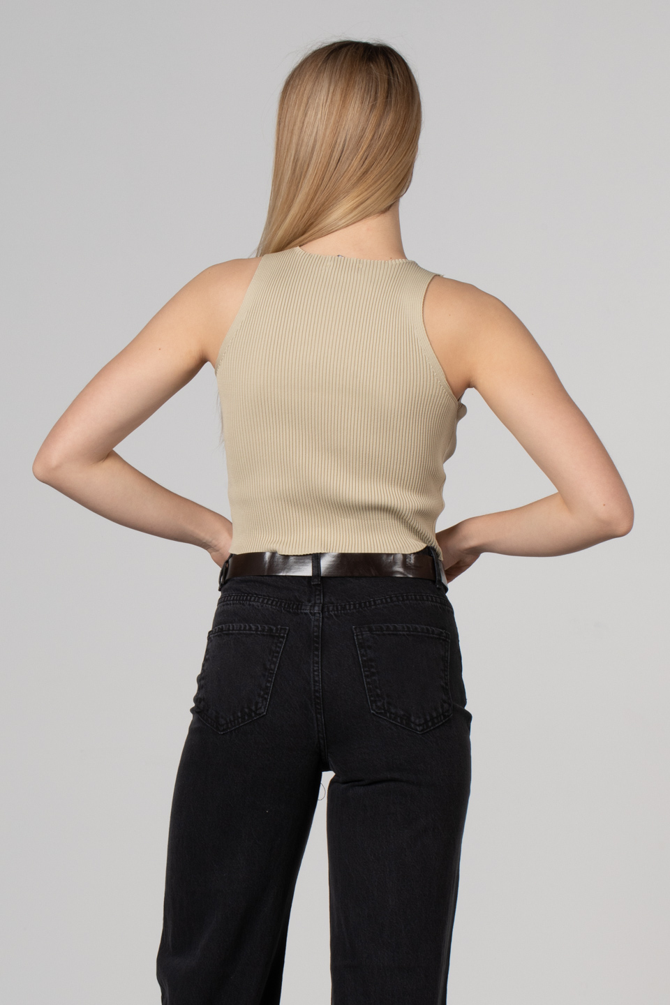 Kalın askılı kısa body-8951 Taş