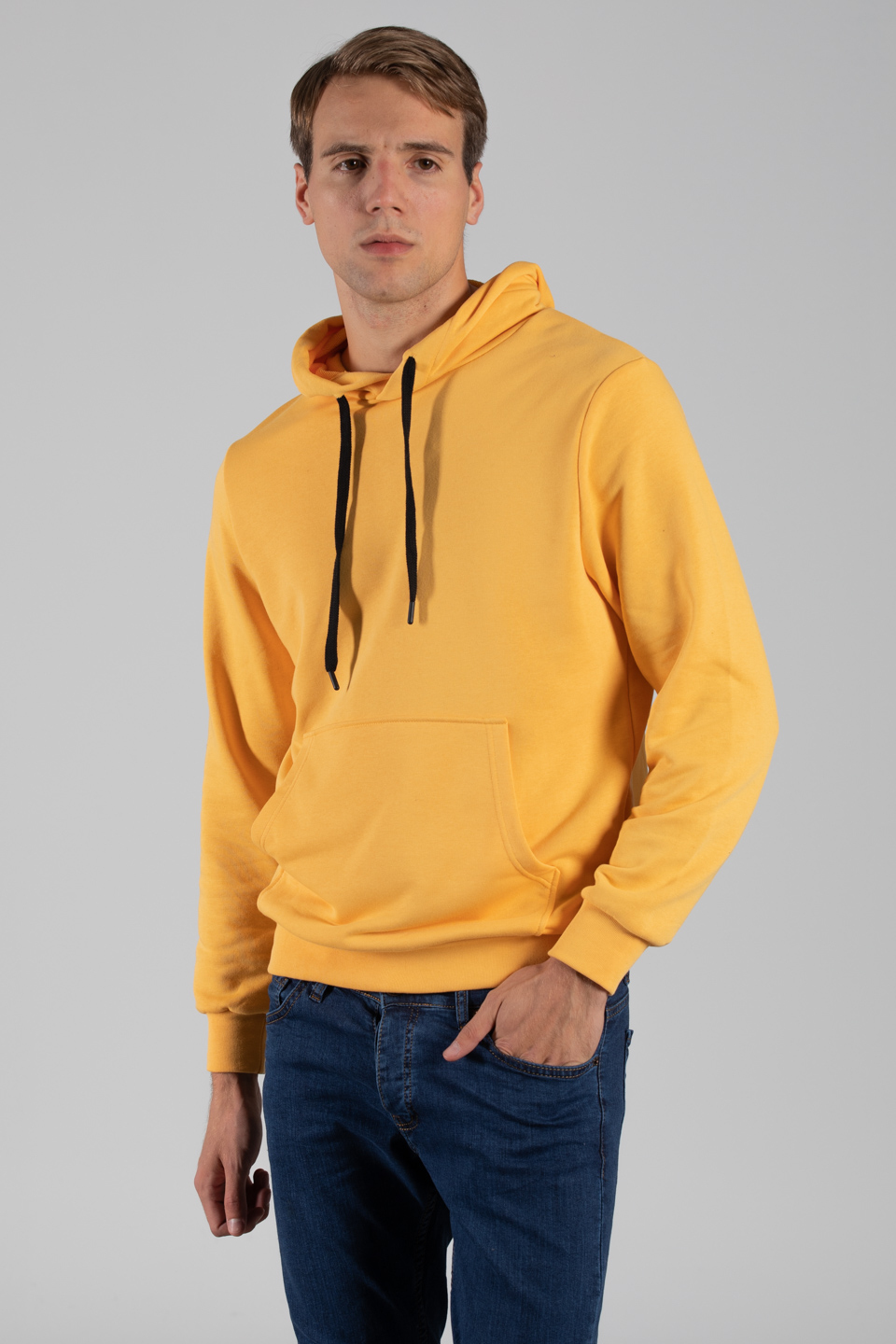 Kanguru cepli kapüşonlu sweat-5292 Hardal