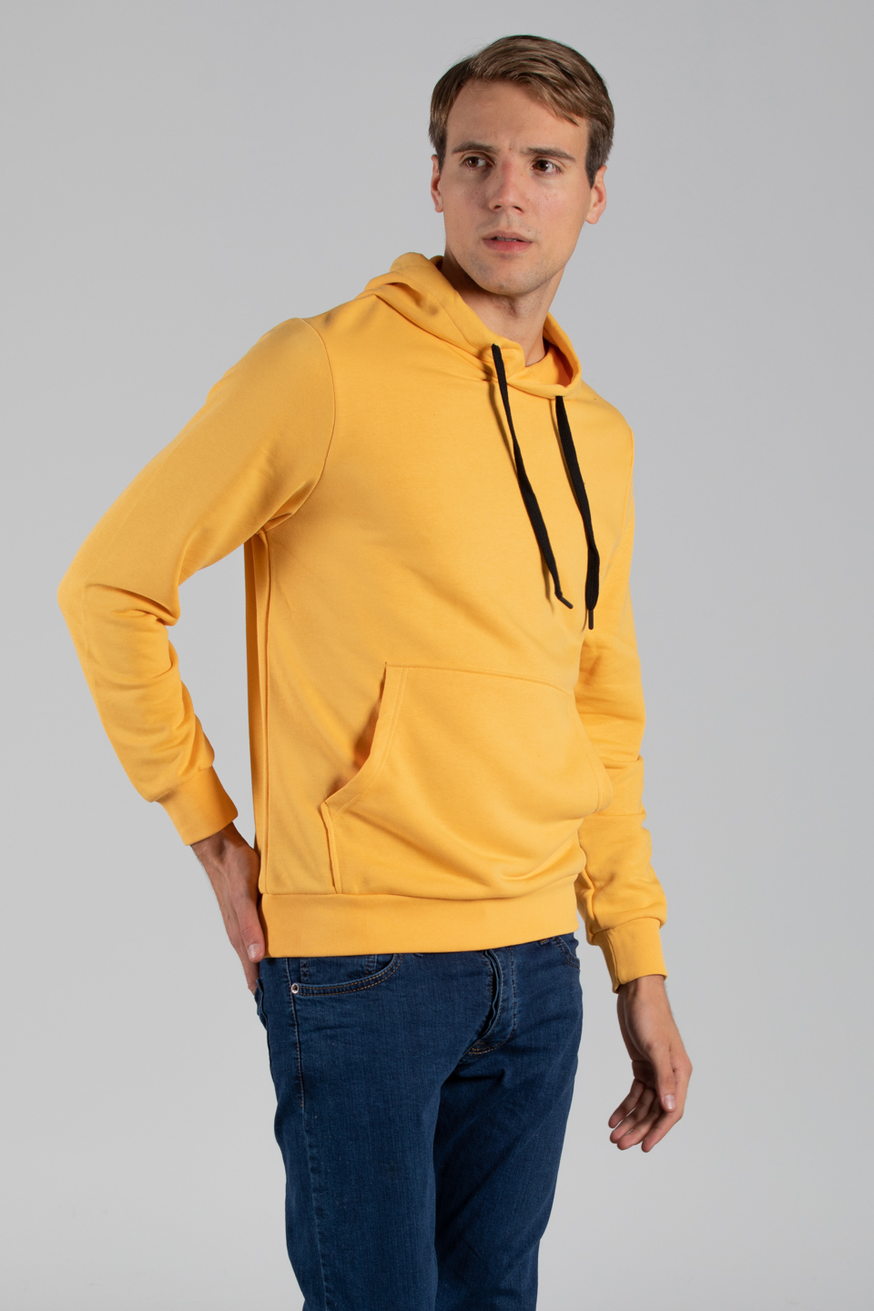 Kanguru cepli kapüşonlu sweat-5292 Hardal