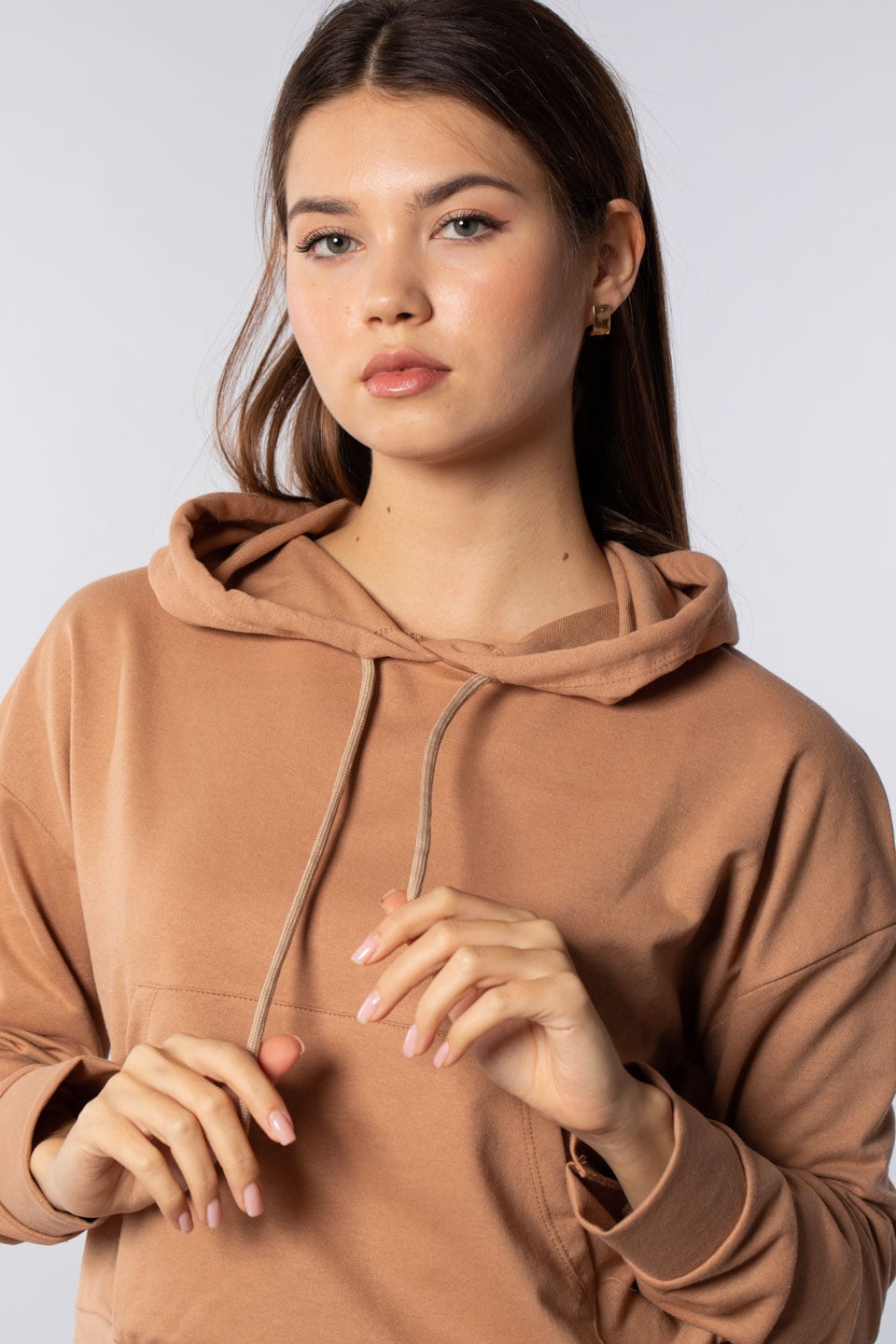 Kanguru cepli kapüşonlu sweatshirt-7073 Bisküvi