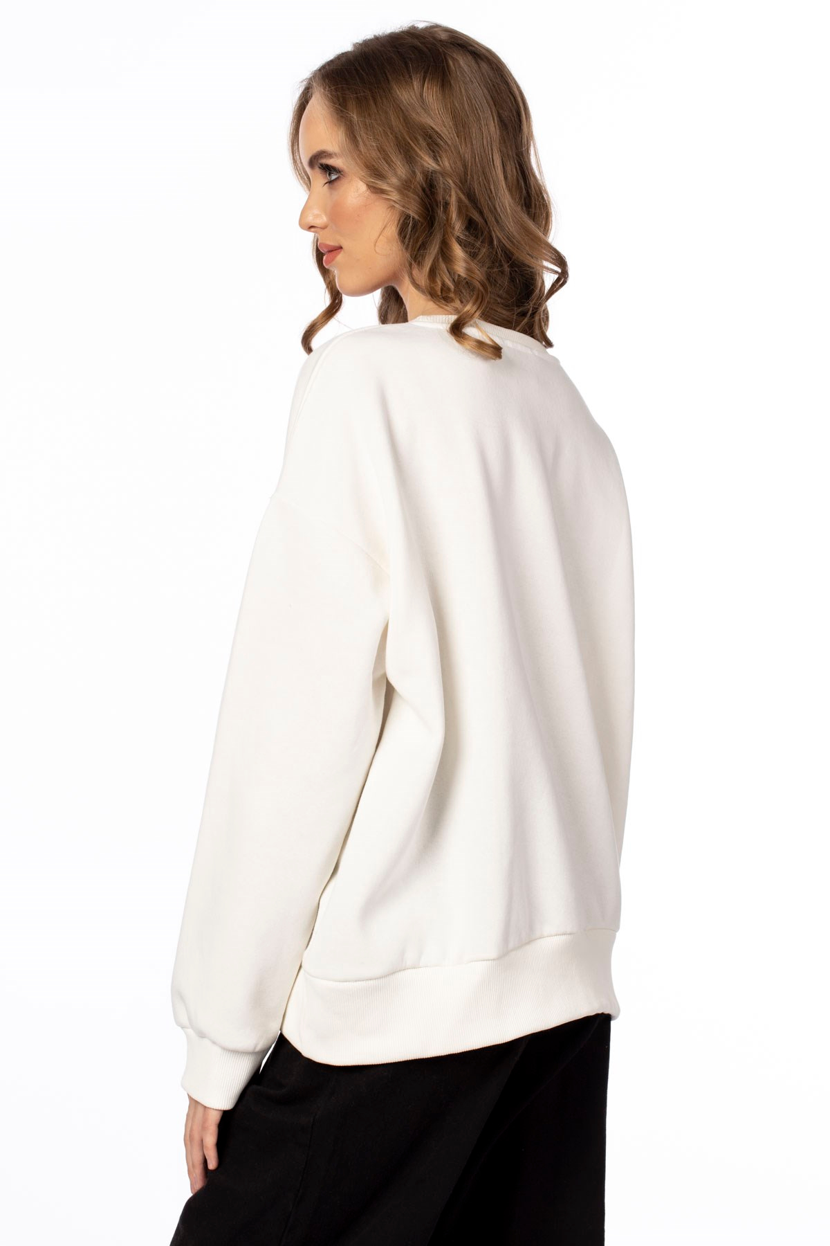 Kaplan nakışlı sweatshirt-307 Ekru