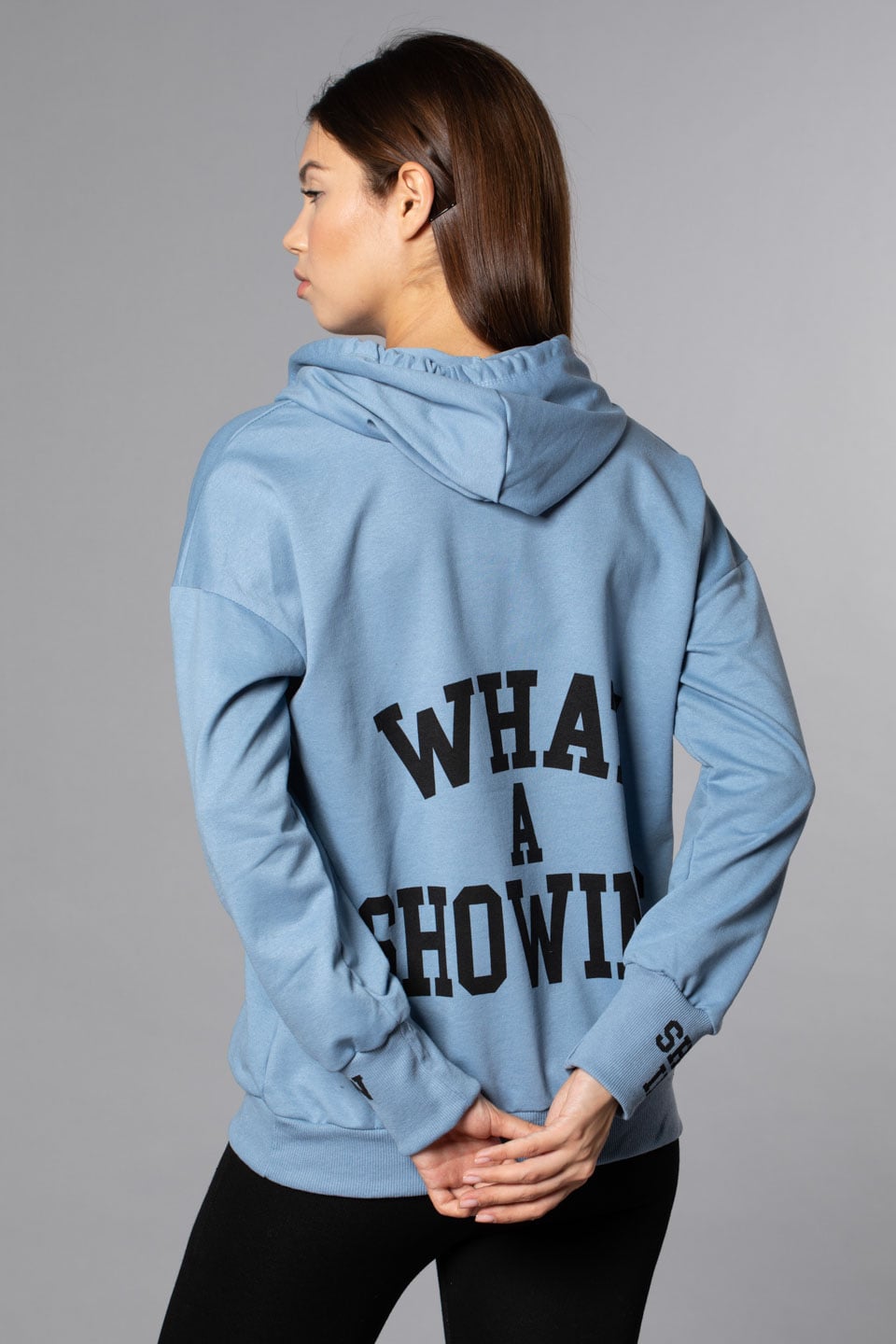 Kapüşonlu Arka Baskılı Sweatshirt-Mavi