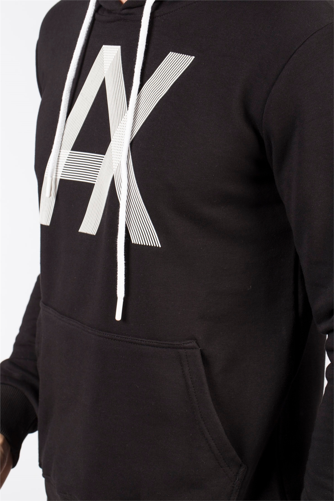 Kapüşonlu Ax Baskılı Sweatshirt-Siyah