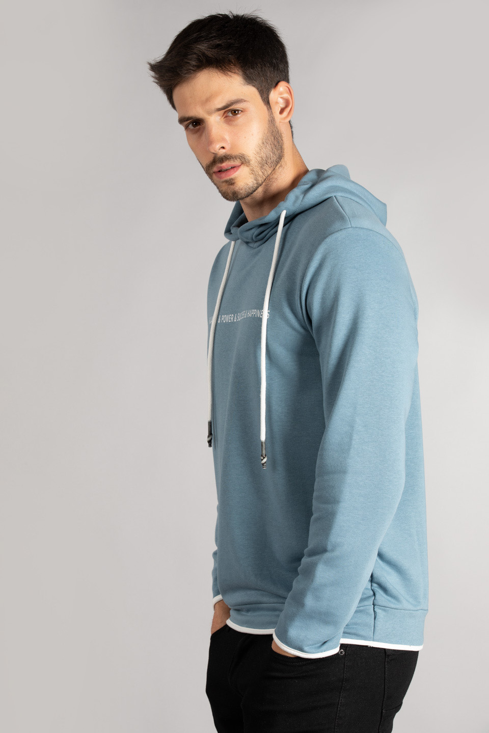 Kapüşonlu biyeli sweat-5239 S.Blue