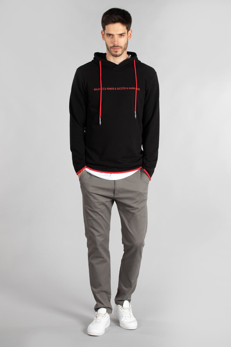 Kapüşonlu biyeli sweat-5239 Siyah