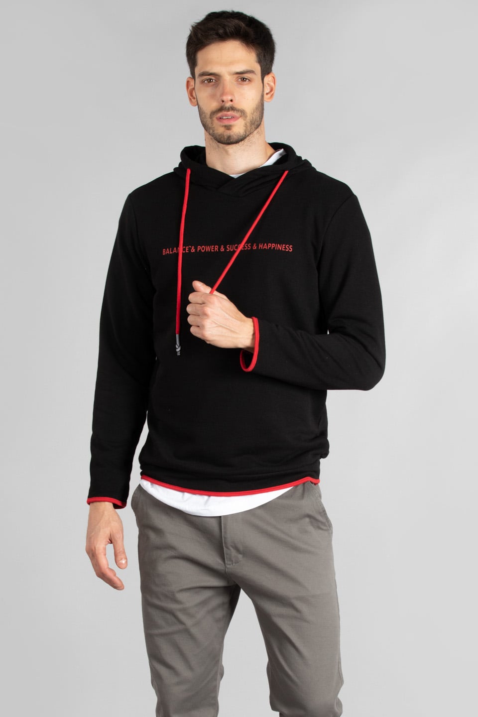 Kapüşonlu biyeli sweat-5239 Siyah