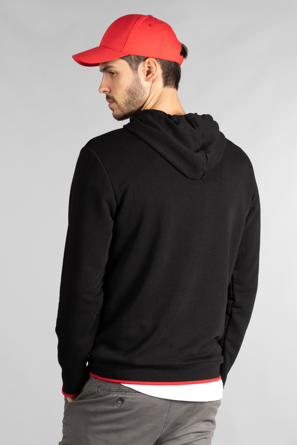 Kapüşonlu biyeli sweat-5239 Siyah