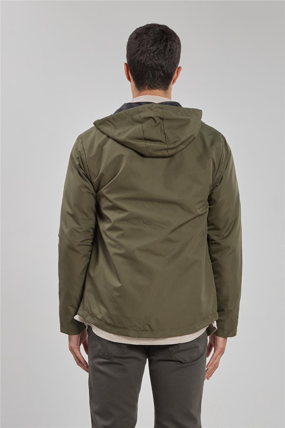 Kapüşonlu cepli ceket-3437 Haki