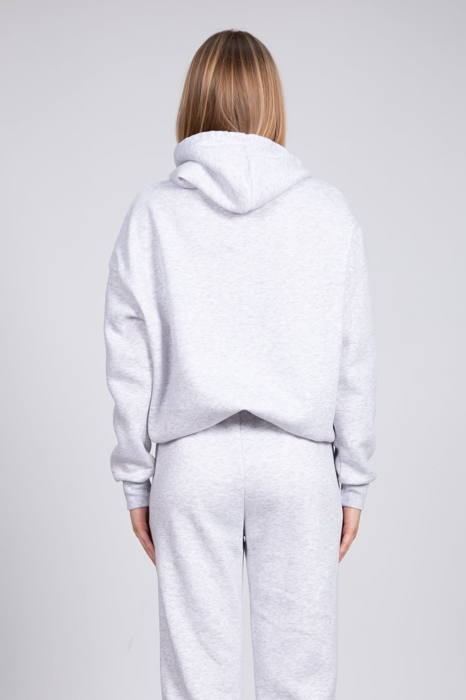 Kapüşonlu cepli sweatshirt-9490 Gri Melanj