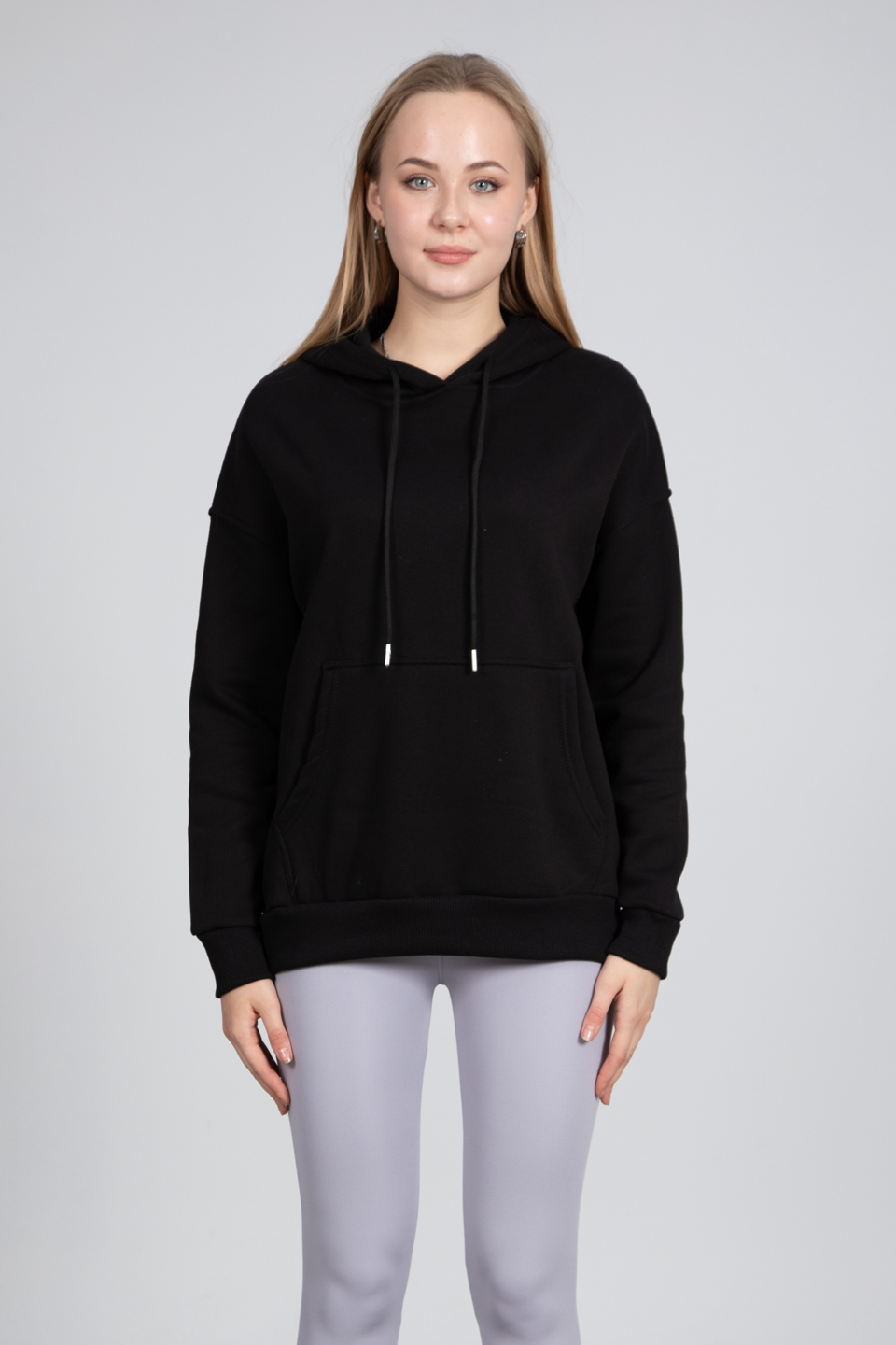 Kapüşonlu Cepli Sweatshirt - Siyah