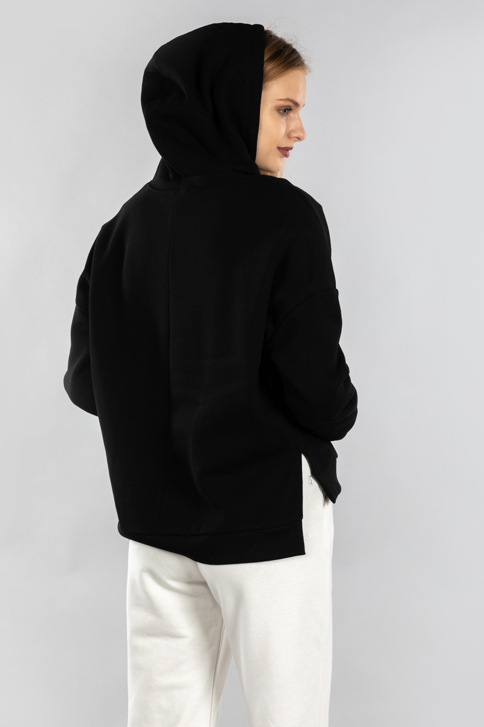 Kapüşonlu columbıa baskılı sweatshırt-7843 Siyah