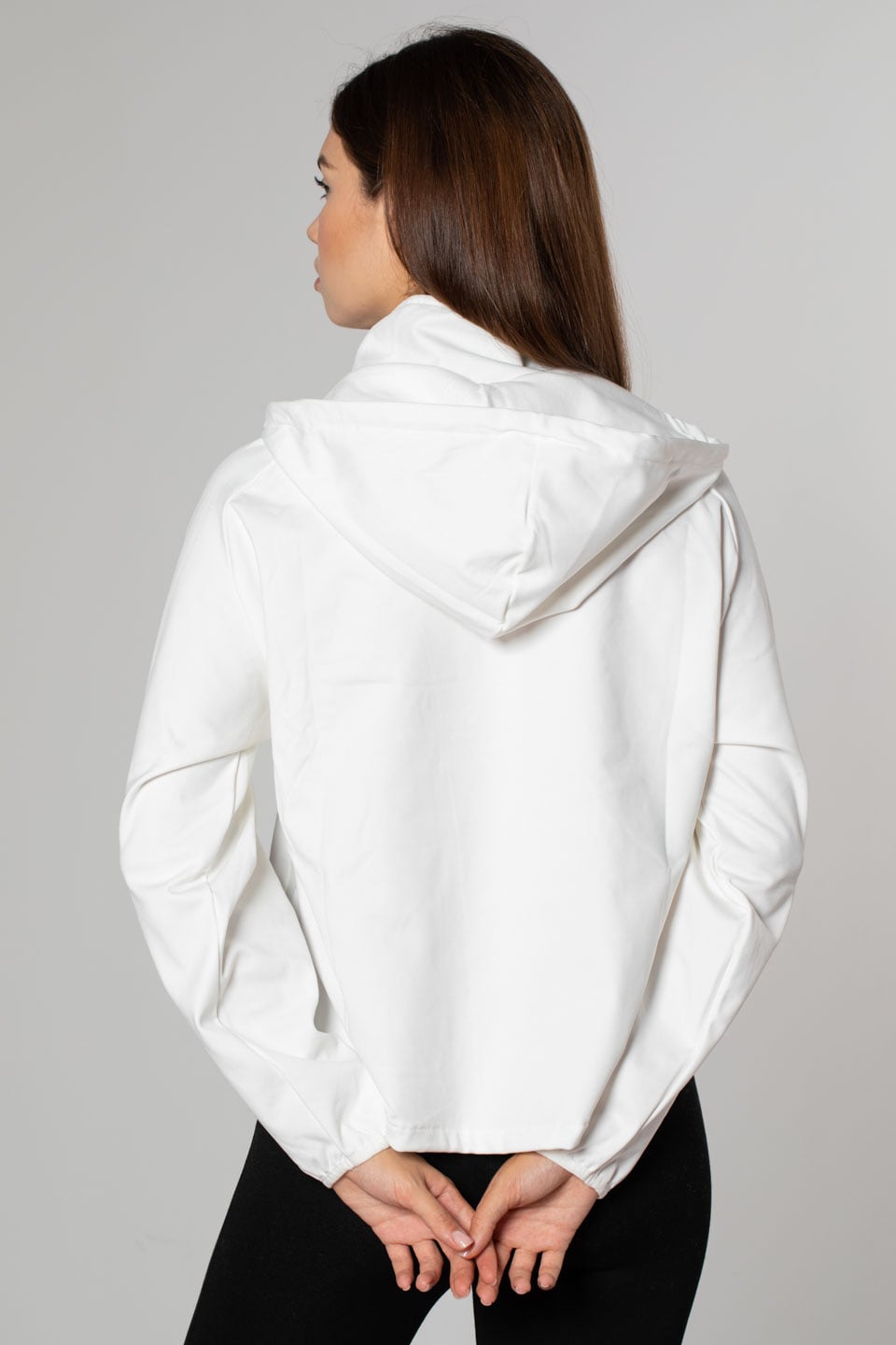 Kapüşonlu Dalgıç Sweatshirt-Ekru