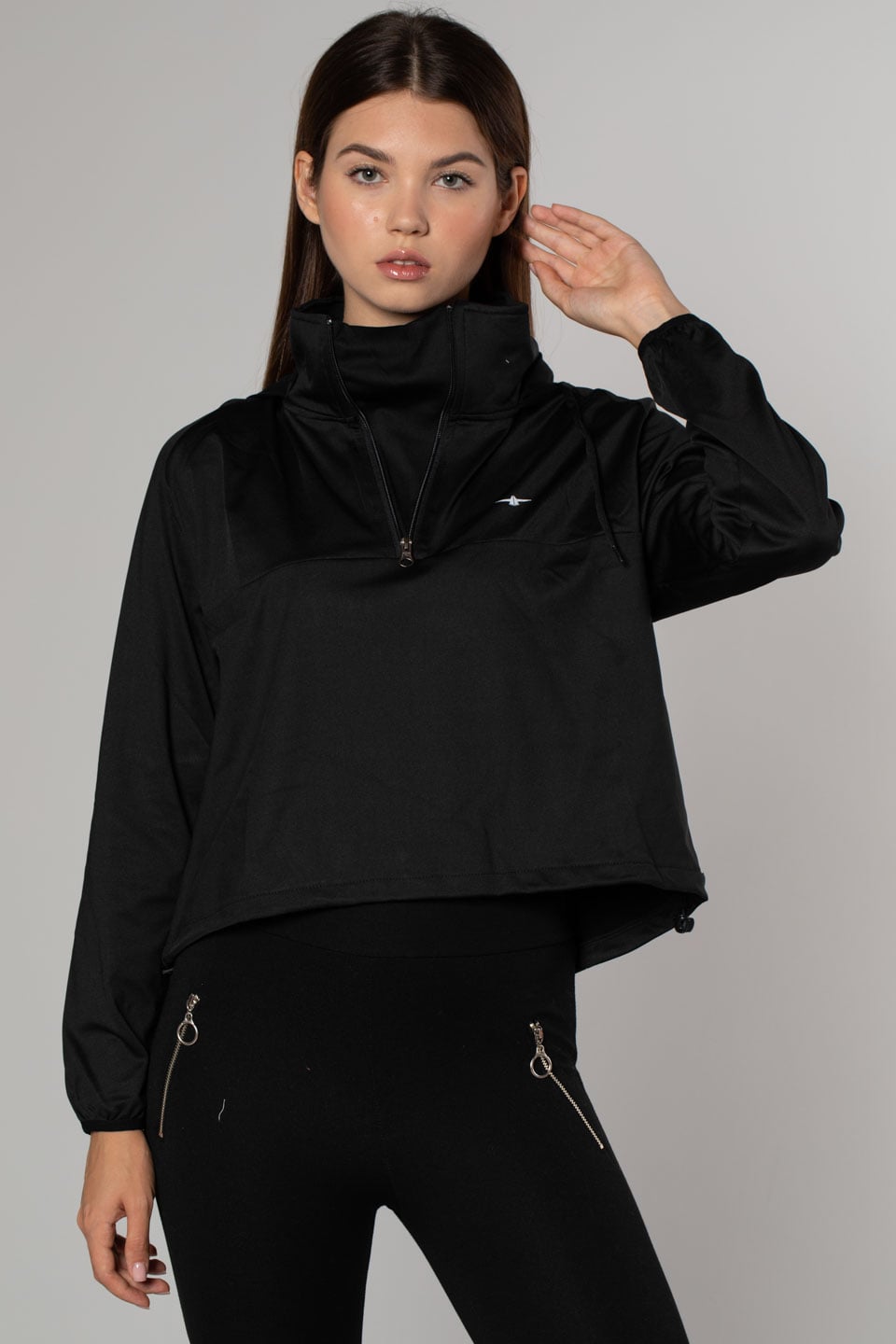 Kapüşonlu Dalgıç Sweatshirt-Siyah