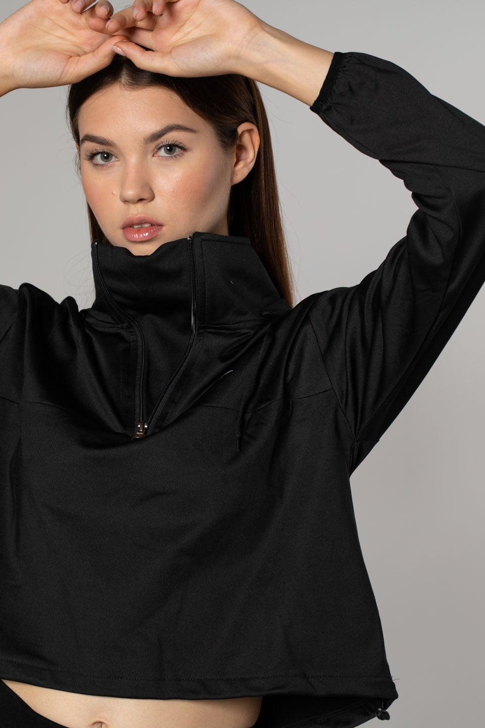 Kapüşonlu Dalgıç Sweatshirt-Siyah