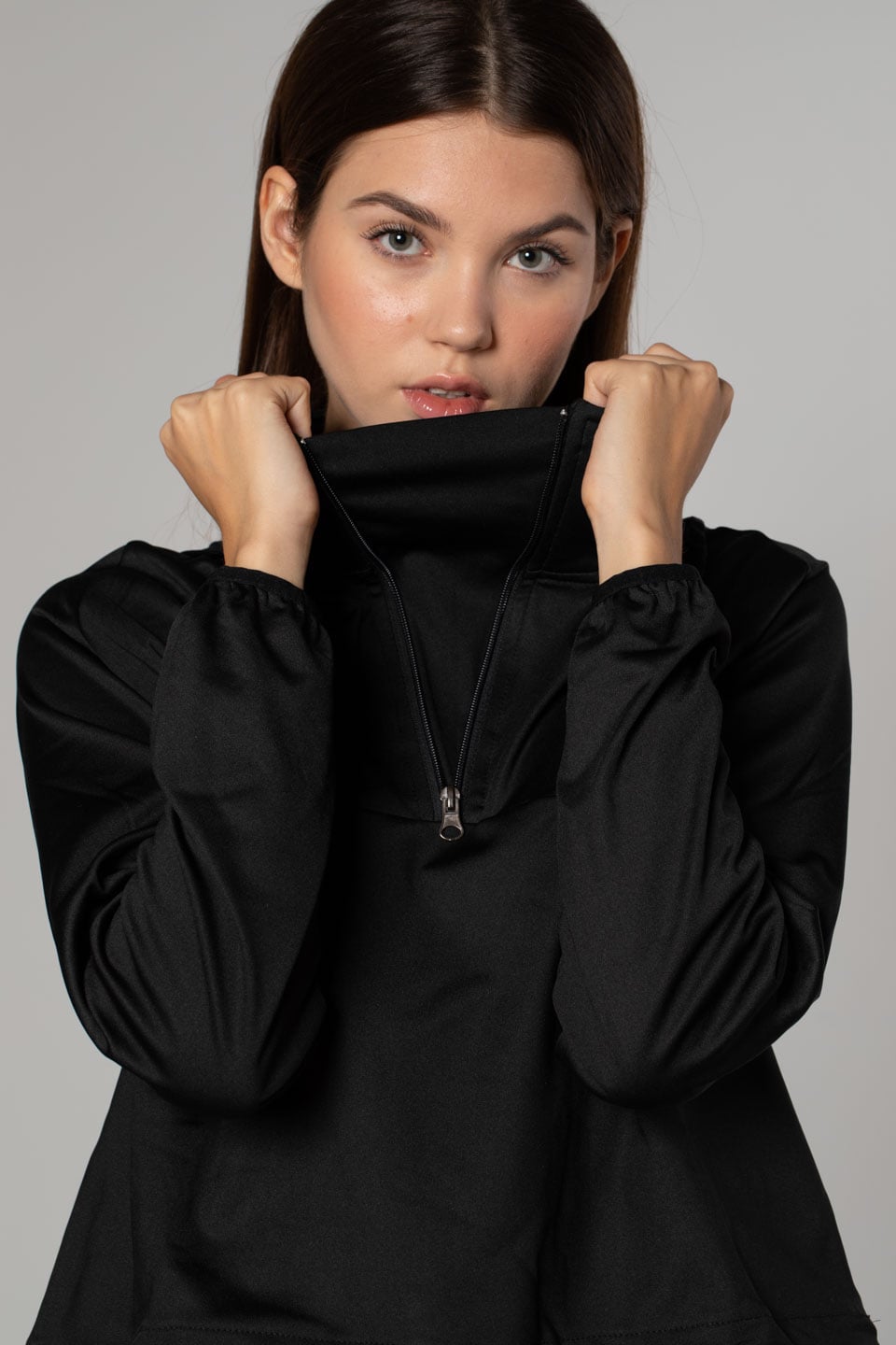 Kapüşonlu Dalgıç Sweatshirt-Siyah