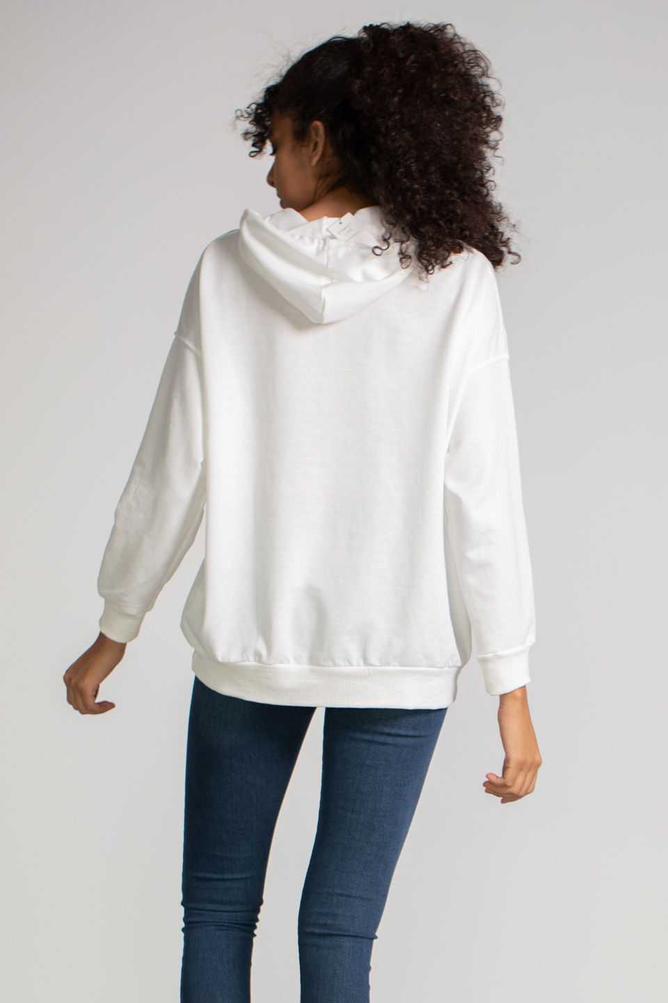 Kapüşonlu Enique Baskılı Sweatshirt - Ekru