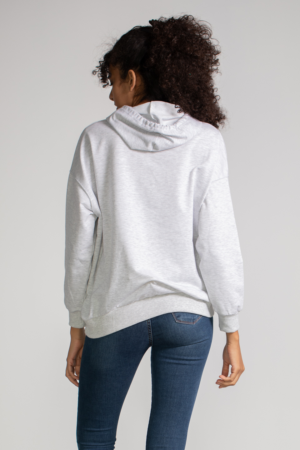 Kapüşonlu Enique Baskılı Sweatshirt - Gri