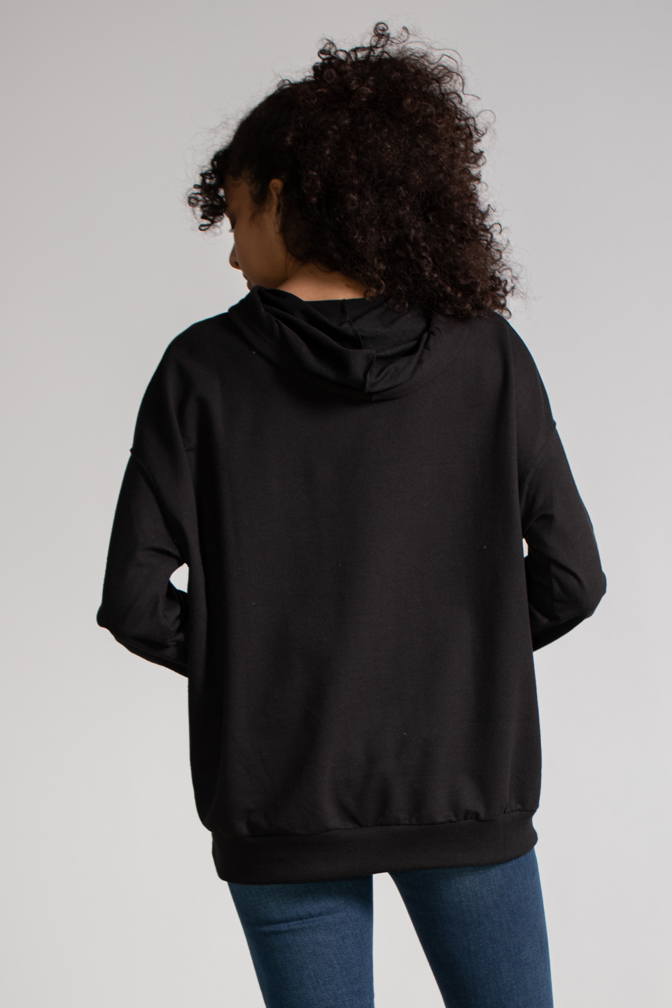 Kapüşonlu Enique Baskılı Sweatshirt - Siyah