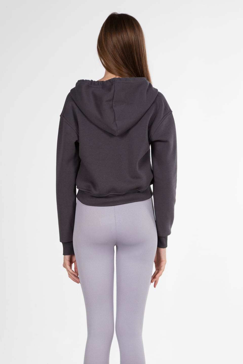 Kapüşonlu fermuarlı sweatshirt-80052 Antrasit