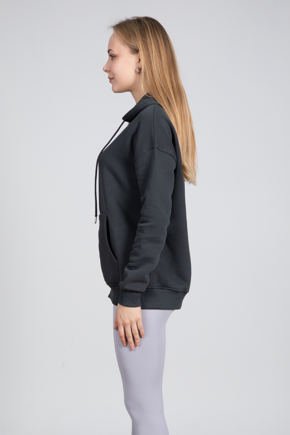 Kapüşonlu fermuarlı sweatshirt-DVN0032 B.Antrasit
