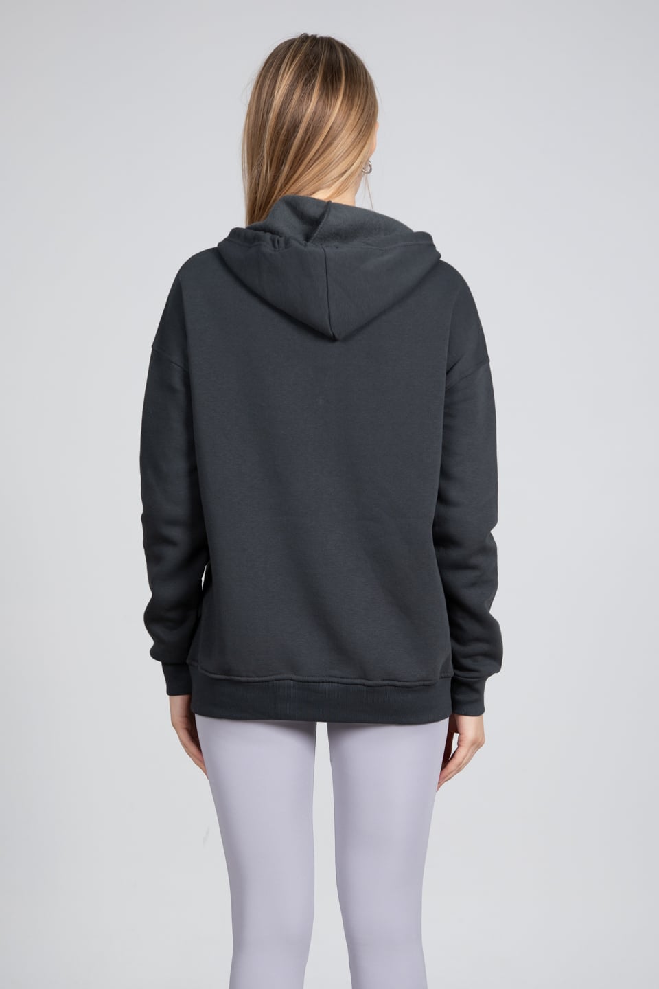Kapüşonlu fermuarlı sweatshirt-DVN0032 B.Antrasit