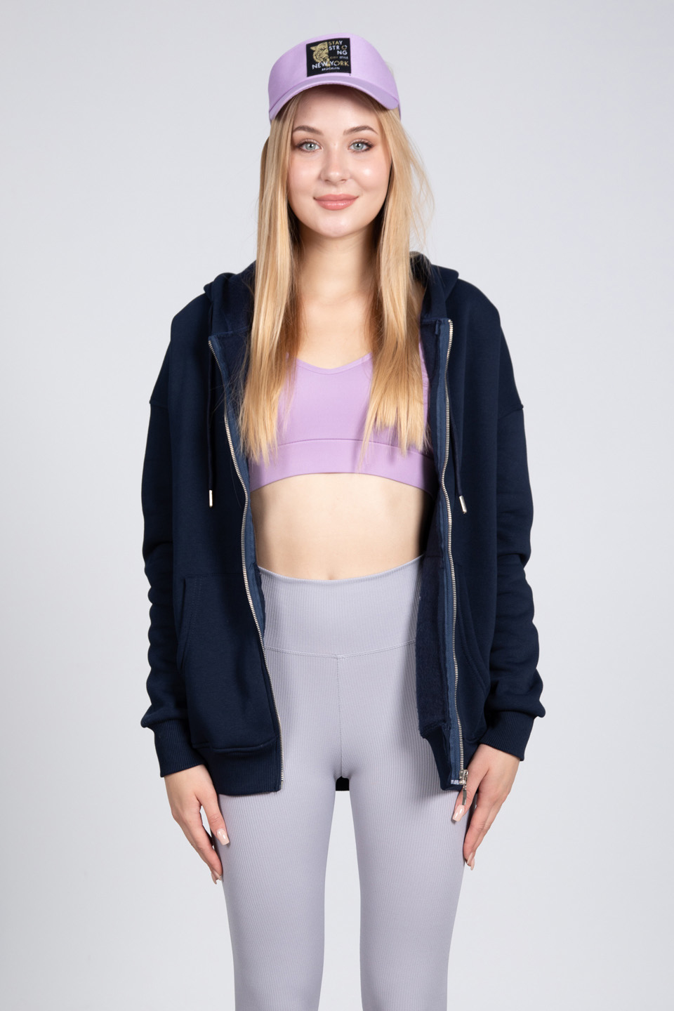 Kapüşonlu fermuarlı sweatshirt-DVN0032 Lacivert