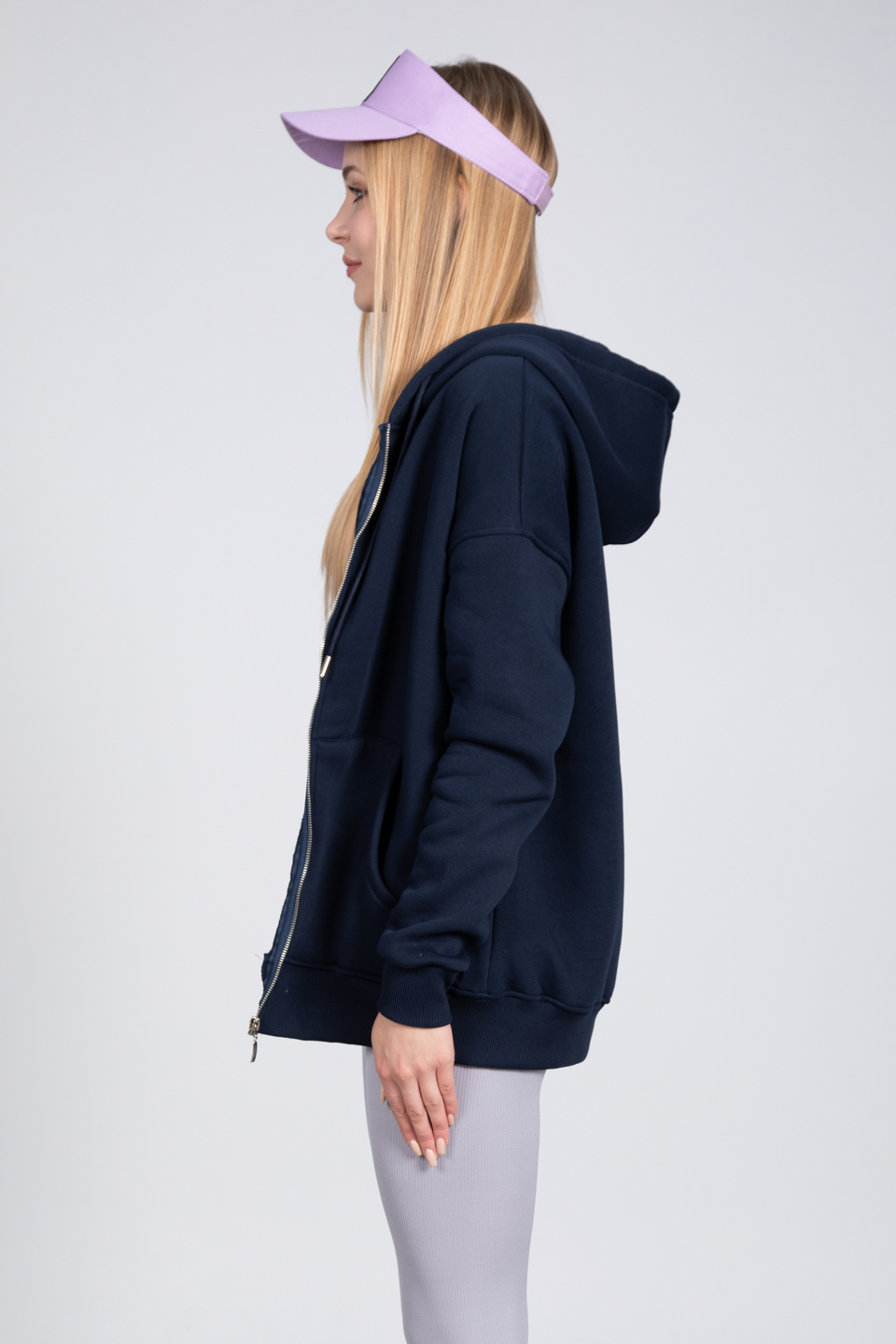 Kapüşonlu fermuarlı sweatshirt-DVN0032 Lacivert